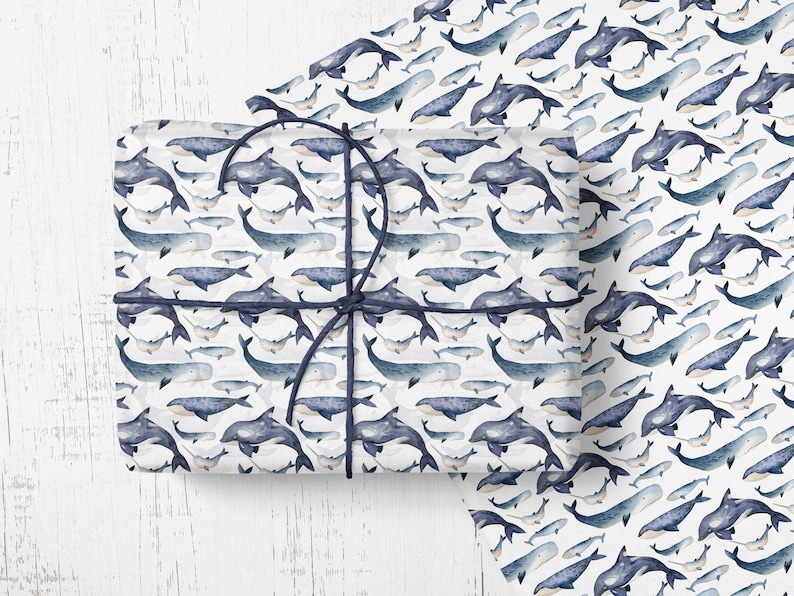 Under the sea theme wrapping paper designer gift wrap wrap your fishermans gifts in beautiful in fishy paper Whales /& Fish wrapping paper