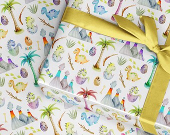Dinosaur Birthday Wrapping Paper: Kids Dino Gift Wrap