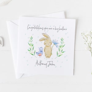 Tarjeta de Hermana Mayor o Tarjeta de Gran Hermano, Niño nuevo personalizado, Tarjeta de felicitación nuevo abuelo