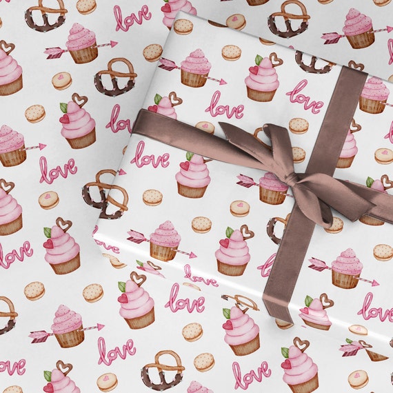 Valentine's Day Wrapping Paper Roll, Cute Fun Love Cakes Design, Valentine  Gift Wrap Wife Husband Girlfriend Boyfriend Lover, February 14th 