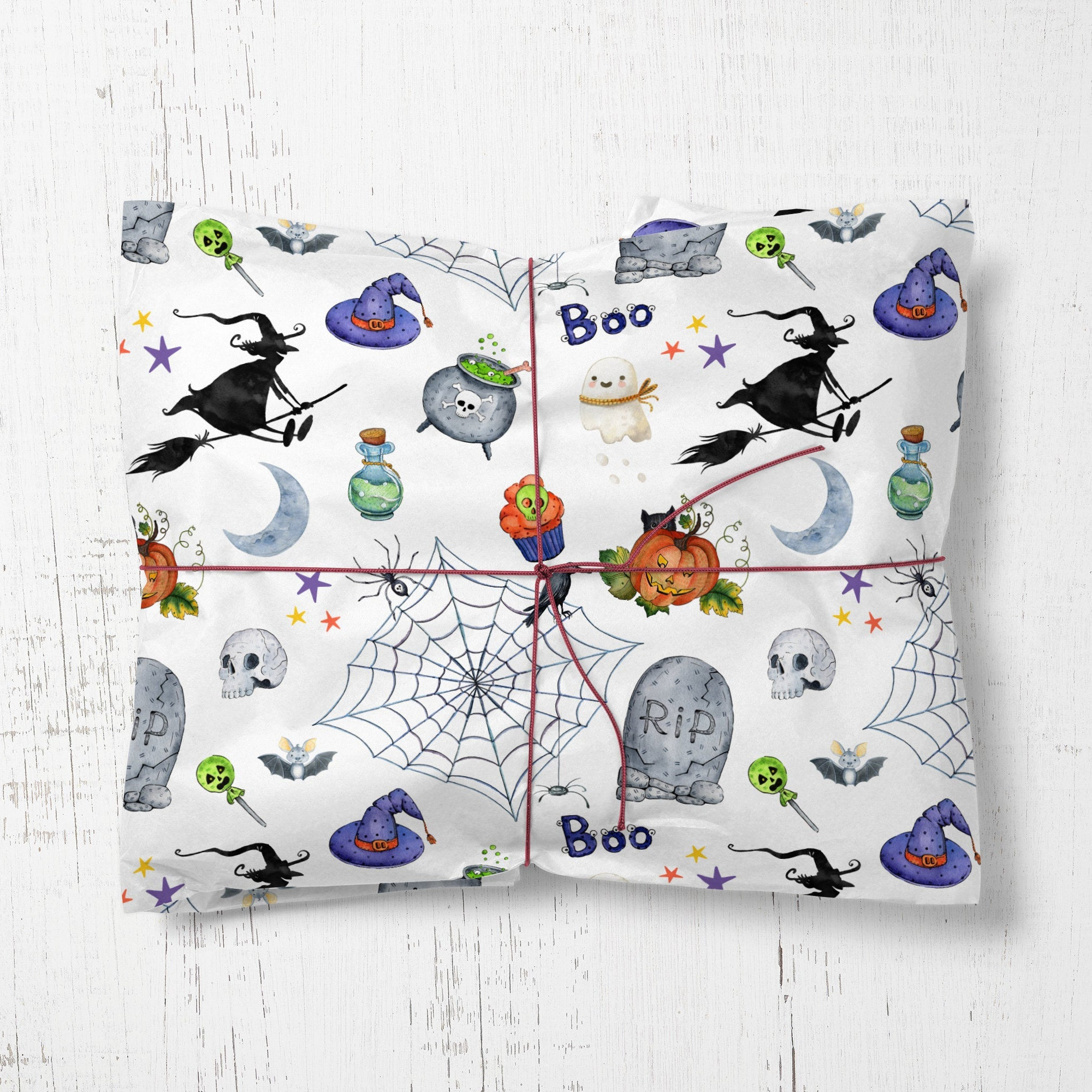 Halloween Wrapping Paper Roll, Fun kids wrapping paper, Witch wrapping paper roll, Wicca wrapping paper, Ghost gift wrap, Spooky paper