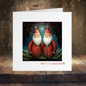 Carte de Noël gay, fierté lgbtq+ du père Noël, couple gay hommes hommes, MLM 0,3