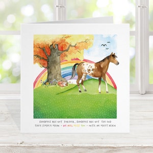 Carte commémorative de sympathie Appaloosa Horse Pony, Rainbow bridge Carte de perte d’animal de compagnie carte de deuil animal, désolé votre carte de poney de perte