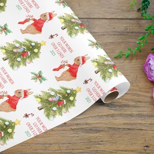 Carta da regalo natalizia personalizzata, 1° Natale, carta da regalo coniglio, carta da regalo coniglio, coniglio di Natale, rosso rosa o blu