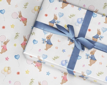 Bunny Rabbit Baby Wrapping Paper: Gender Neutral Gift Wrap