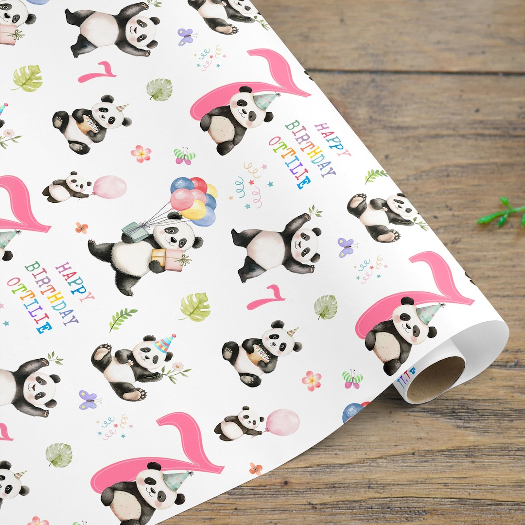 Panda Wrapping Any Number Personalised Panda Birthday Wrapping Paper - Etsy