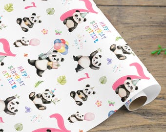 Papier cadeau personnalisé pour anniversaire de panda