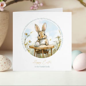 Osterkarte - Personalisierte Kaninchen Grußkarte, Osterhase Karte, Osterenkel, Eiersuche, Hase Aquarell - Story Karte Kapitel 4
