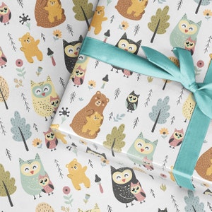 Rouleau de papier cadeau fête des mères, papier fête des pères, maman bébé, bébé papa, hibou des oursons pour la fête des mères 1ère mère, carte bébé maman et emballage