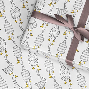 Gänse Geschenkpapier, Illustrierte Gans Verpackung, Gander Geschenkpapier, kleinbäuerliche Tierliebhaber Verpackung, Gans Illustriert, Gartenarbeit Geschenk