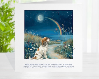 Personalized Watercolour Dog Memorial Card - Rainbow Bridge, Pet Loss