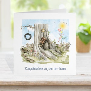 Nouvelle carte de maison, cadeaux de déménagement, champignon de maison de fée, félicitations pour votre nouvelle maison, bienvenue à la maison, pendaison de crémaillère du folklore des sorcières fantastiques