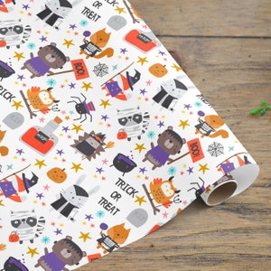 Rollo de papel de regalo de Halloween, papel de regalo divertido para niños, rollo de papel de regalo de brujas, papel de regalo de Wicca, papel de regalo de fantasmas, papel espeluznante v2
