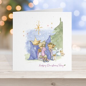 Pacote de cartões de natividade Cartão de Natal, cenário de presépio, carte de la nativité, jogo de presépio infantil em aquarela Três Reis do Oriente