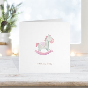 nouvelle carte de bébé fille/garçon ou carte de 1er anniversaire personnalisée, rose bleu gris, carte de félicitations pour le nouveau bébé, nouvelle soeur bairn nouveau-né