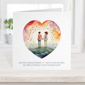 Tarjeta y papel de San Valentín gay lesbiana, LGBTQIA+ Dos mujeres mujeres ella, Papel de envoltura de San Valentín del corazón, Amor de matrimonio de aniversario de boda 1