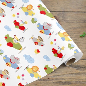 Geschenkpapier Rolle, Flugzeug Geschenkpapier, Buntes Geschenkpapier für Kinder, Flugzeug Geschenkpapier, Buntes Geschenkpapier für Kinder v3