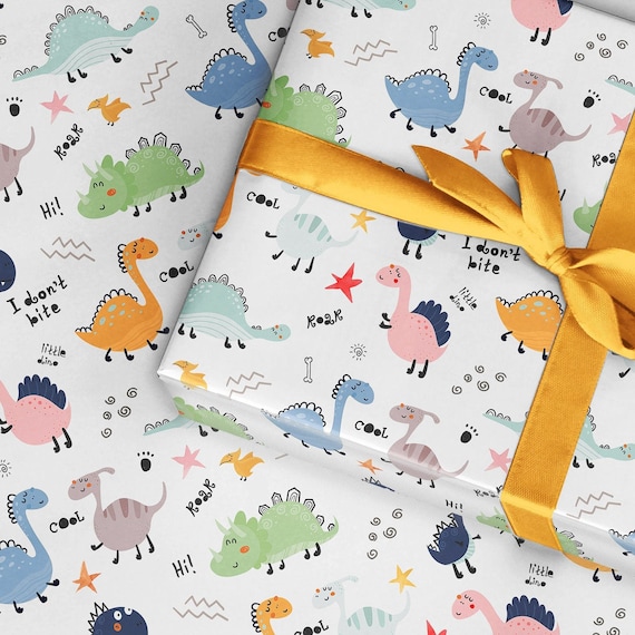 Dinosaur Birthday Boy Wrapping Paper Dinosaur Gift Wrap Girls 