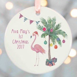 Ceramic 1st Christmas Tree Flamingo Decorations