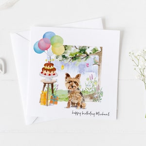 Tarjeta de cumpleaños de Yorkshire Terrier y papel de regalo a juego, cualquier edad, tarjeta de cumpleaños de perro para, cumpleaños de furbaby, cumpleaños de perro Yorkie