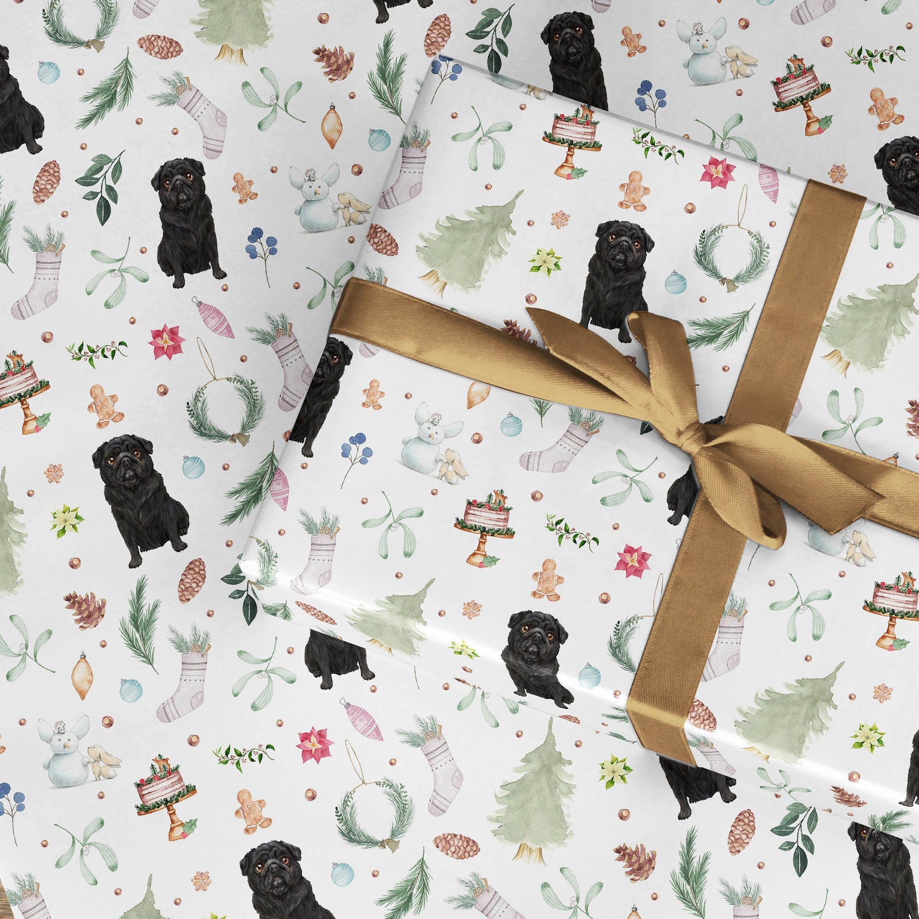 Wrapping Paper Roll Hare Wrapping Paper, Woodland Birthday Wrapping Paper  Roll, Folk Wrapping Paper 