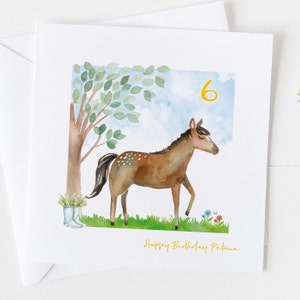 Carte d'anniversaire cheval, papier d'emballage assorti disponible, tout âge, carte d'anniversaire étalon pour, carte équine équestre, idée déco cadeaux cheval 6