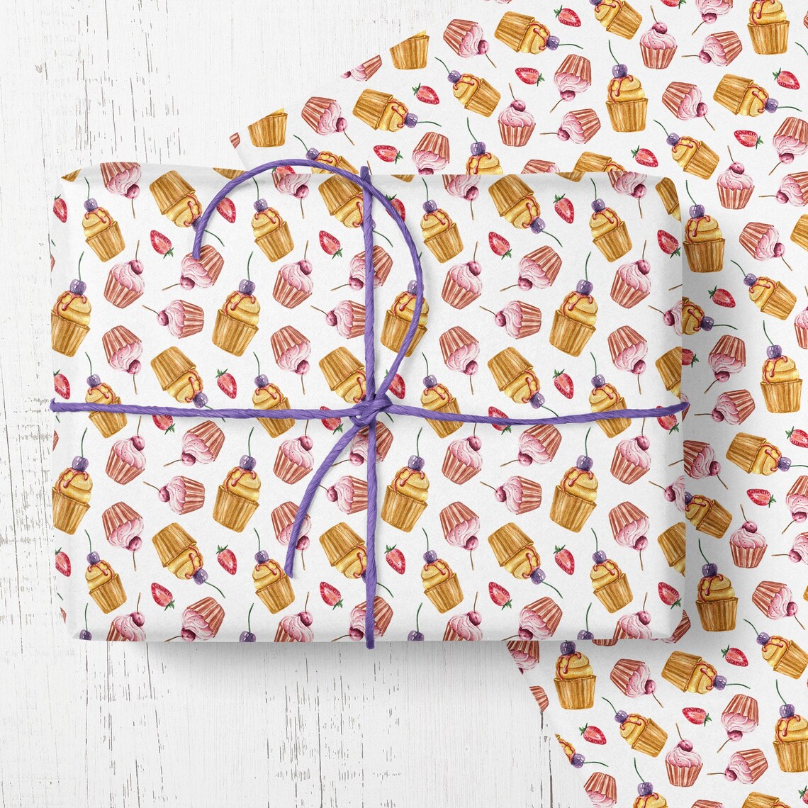Cupcake Wrapping Paper Cake Wrapping Paper Food Decopatch Etsy UK