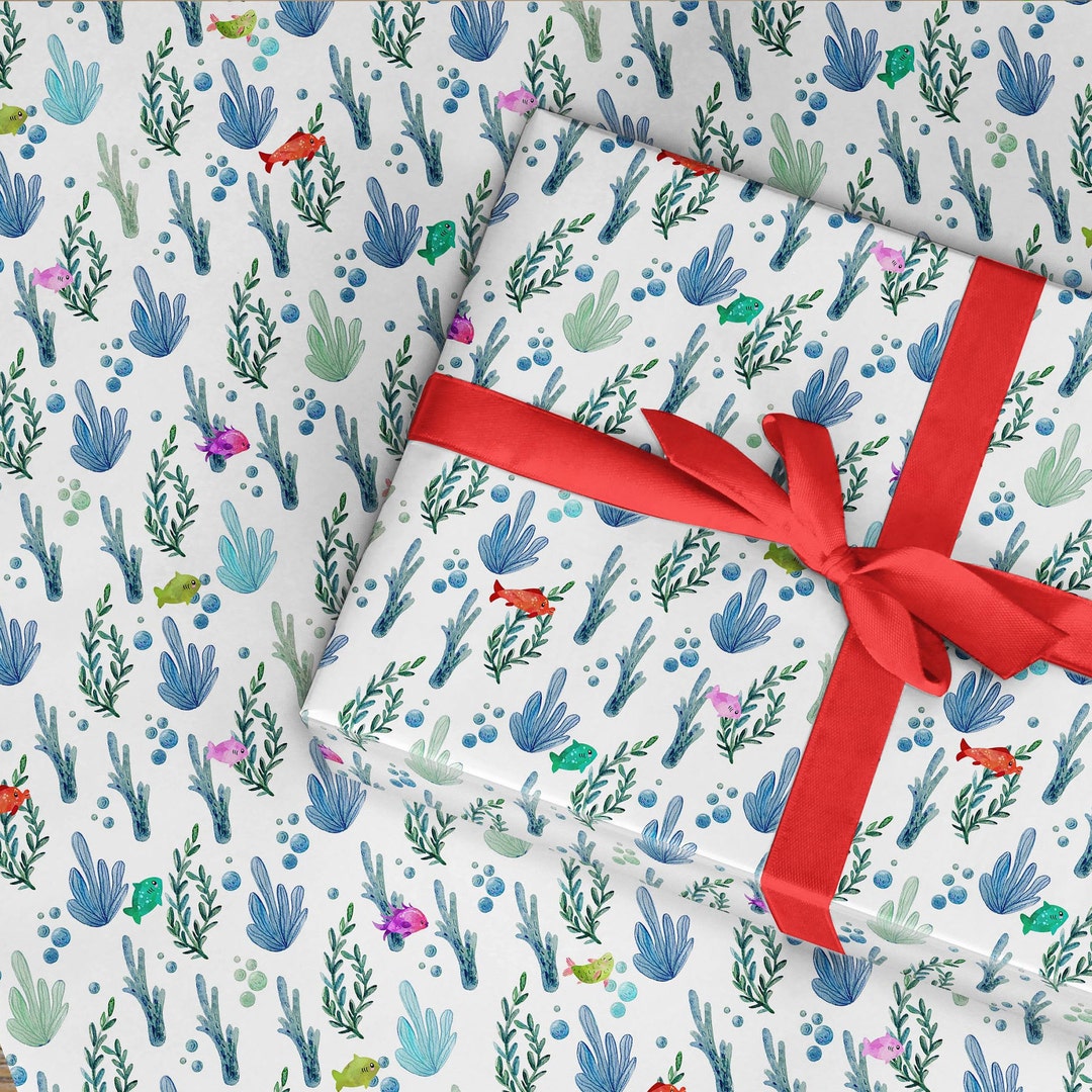 Coral Reef Fish Wrapping Paper, Under the Sea Theme Wrapping Paper ...
