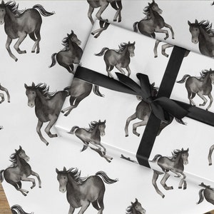Rouleau de papier cadeau, Emballez votre cadeau de sellerie pour cheval dans du papier pour chevaux, Beauté noire