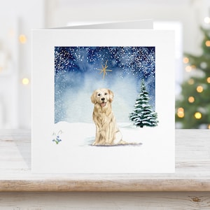 Golden Retriever Kerstkaart & Bruin Golden Retriever Inpakpapier Pack, Hond Kerstkaart Packs, Hond Kerstkaart, Kaart van honden
