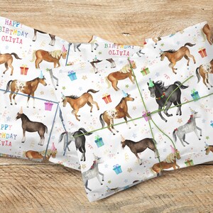 Any Age Personalised Horses Wrapping Paper Roll, Happy Birthday Pony, fun Kids birthday gift wrap, Cob Welsh Cute 1st 2 13 4 5 6 7 8 9 10 11 image 5