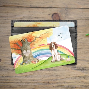 Personalised Any Breed Dog Loss Memorial Keepsake Wallet Card, Rainbow bridge Pet loss, remembrance animal bereavement watercolour