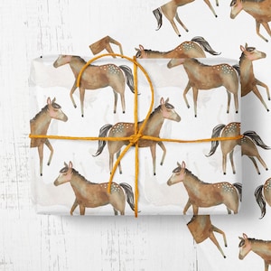 Rouleau de papier cadeau, emballage cadeau poney, papier cadeau épi gallois