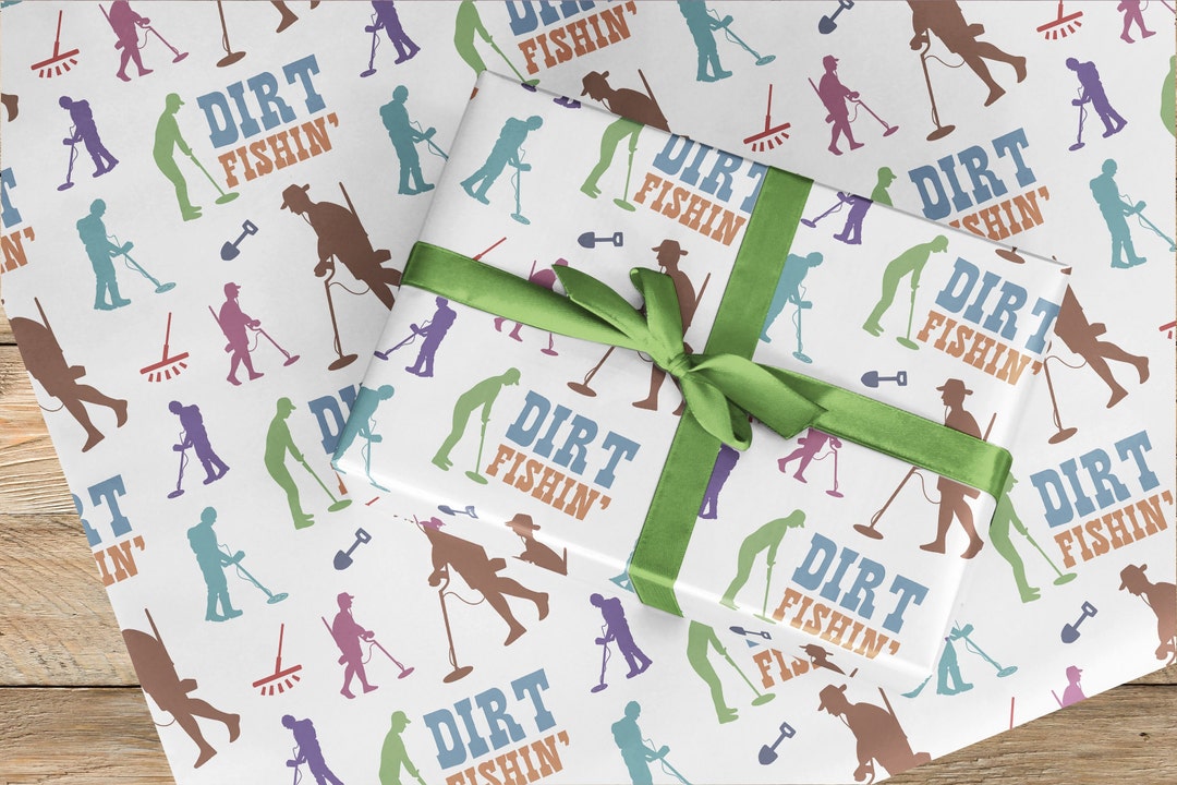 Hobby Detector Gift Wrap Paper, Detectorist Gift Wrap, Dirt Fishing