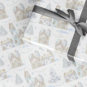 House Christmas Wrapping Paper, Christmas Gift Wrap, Christmas Home Wrapping Paper, Neighbour Xmas Gift Wrap, Winter Scene, DrawerLiner book