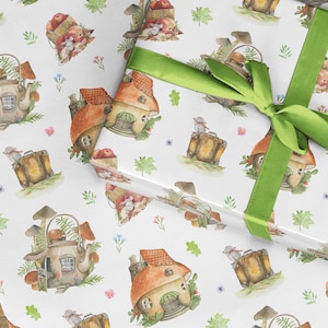 Papier d'emballage de maison neuve, emballage cadeau de campagne, première maison de pendaison de crémaillère, papier de maison de fée, papier d'emballage d'anniversaire, enseigne de maison mignonne 5