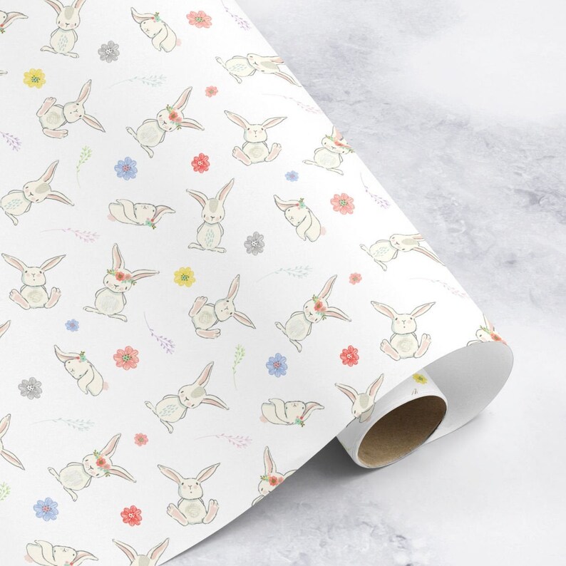 Easter Wrapping Paper Chicken & Rabbit Design Easter Etsy UK
