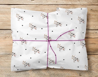 Papel de regalo con estampado de vaca: Papel de regalo de animales de granja