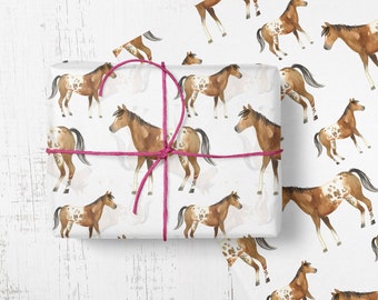 Appaloosa häst omslagspapper i rulle, presentpapper för ridning