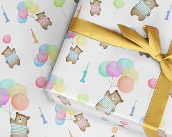 Vtg Hallmark Wrapping Paper Gift Wrap Birthday Balloons 2 Sheets