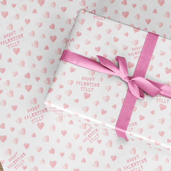 Personalised Valentine Wrapping Paper Roll, Metre Lengths Avail