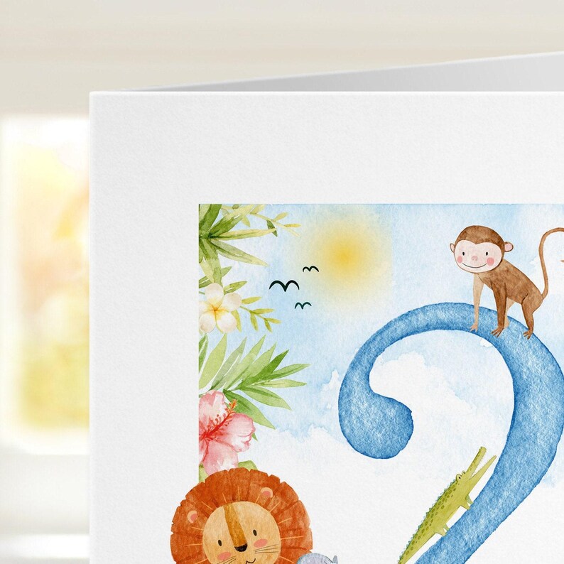 Safari 2nd Birthday Card: Personalized Kids Card