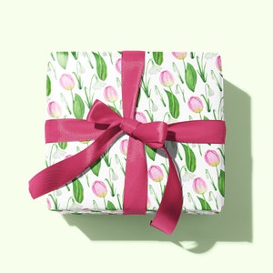 Carta da regalo con motivo a tulipano e bucaneve, carta da regalo botanica, fogli di carta da regalo di lusso primaverili, carta classica e carina, carta da regalo per la festa della mamma Design 4