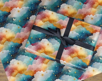 Papier do pakowania „Niebiański Księżyc w Chmurze”: duchowy papier do pakowania prezentów Wicca