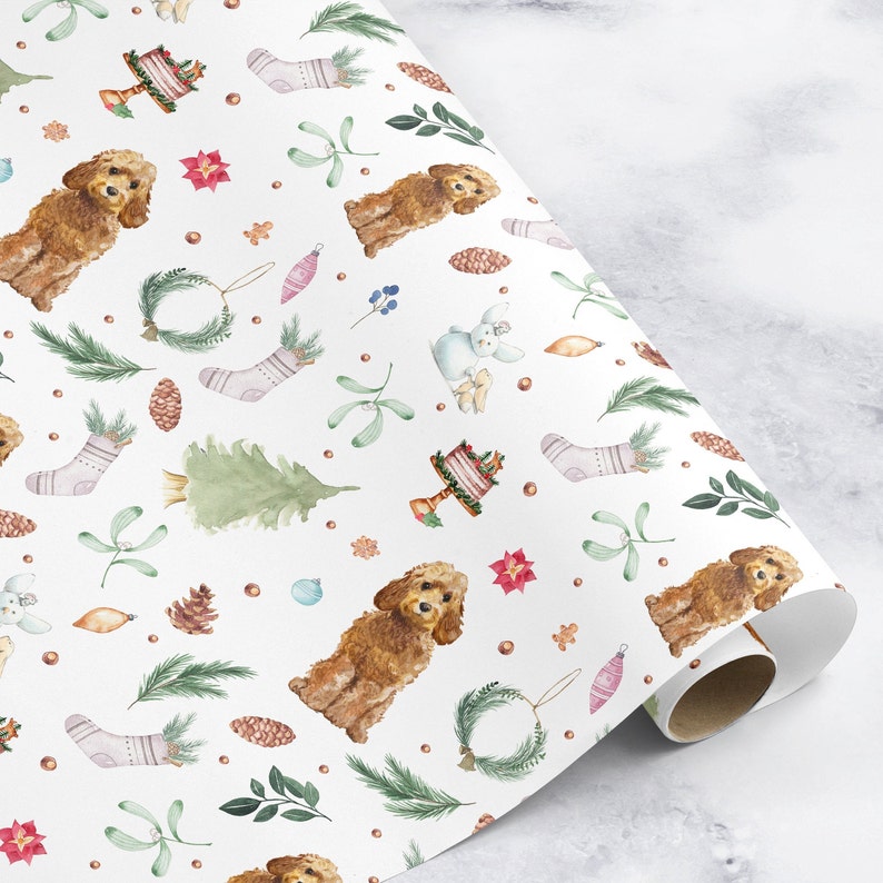 Cockapoo Wrapping Paper Roll Cockapoo Christmas Wrapping Honey Tan