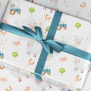 Papier d'emballage de moutons, papier d'emballage de tracteur, emballage cadeau de papier d'emballage de ferme, papier d'emballage d'anniversaire pour, papier d'emballage pour, garçons filles