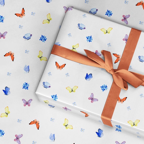 Butterfly Wrapping Paper, Pretty Wrapping Paper, Butterfly Gift Wrap,  Nature Wrapping Paper, Wild Flowers Wrapping Paper UK 1 