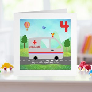 Carte d'anniversaire d'ambulance, carte mignonne amusante de tout âge, 1er 2e 3e 4e 5e etc.. secouristes 40e 50e retraite, services paramédicaux 999