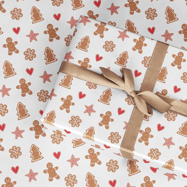 Gingerbread Cookies Christmas Wrapping Paper, Gingerbread Men Gift Wrap, Christmas Cooking Wrapping Paper, Christmas Treat for Santa Wrap 2