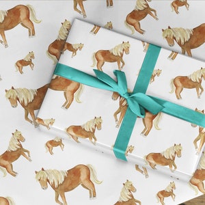 Rouleau de papier cadeau, emballage cadeau cheval, emballage cadeau cheval, emballage cadeau poney Shetland,